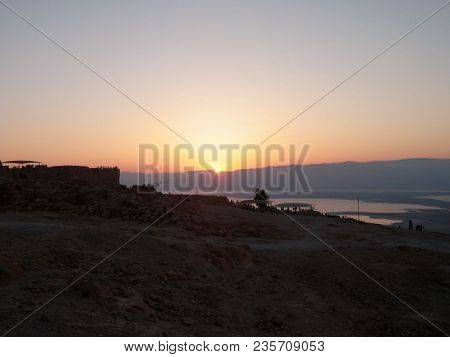 Masada, Isael. July 7, 2016. Beautiful Sunrise In Mesada
