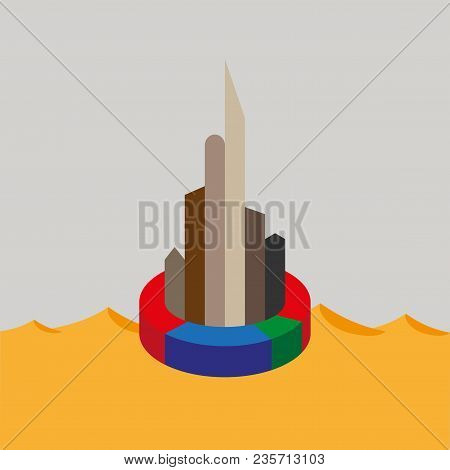 Flat Icon On Theme Arabic Business Pie Chart