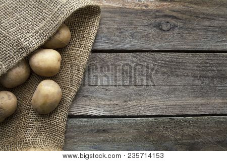 Fresh Garden Herbs On Wooden Table Board. Top View With Copy Space