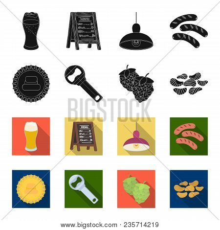 Bar, Pub, Restaurant, Cafe .pub Set Collection Icons In Black, Flet Style Vector Symbol Stock Illust