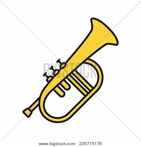 Flugelhorn Color Icon. Cornet. Bugel. Isolated Vector Illustration
