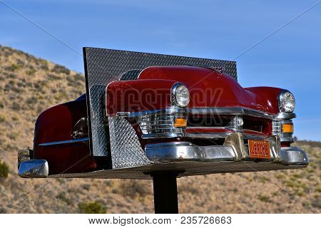 Jerome, Arizona, January 30, 2018:  The Jerome Licensed Plated Car Is A 54 Chevy And Is A Landmark O