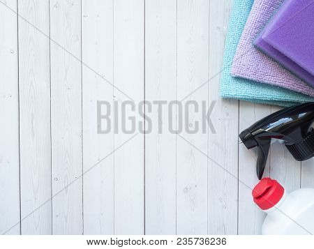 Housework, Housekeeping And Household Concept - Cleaning Stuff.