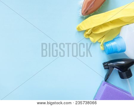 Housework, Housekeeping And Household Concept - Cleaning Stuff.