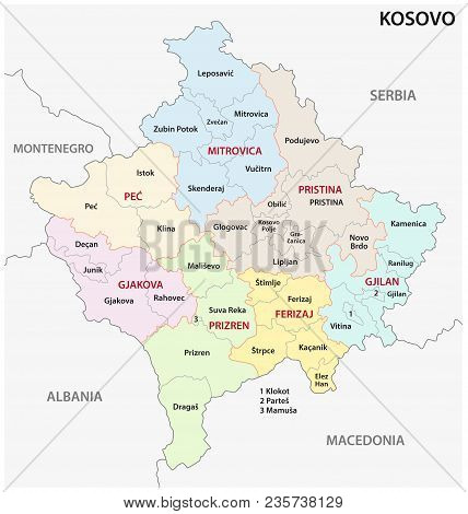 The Kosovo Administrative And Political Vector Map
