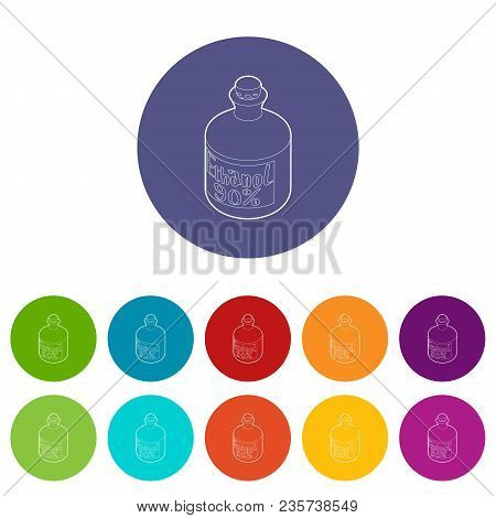 Ethanol In Bottle Icons Color Set Vector For Any Web Design On White Background