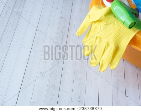 Housework, Housekeeping And Household Concept - Cleaning Stuff.