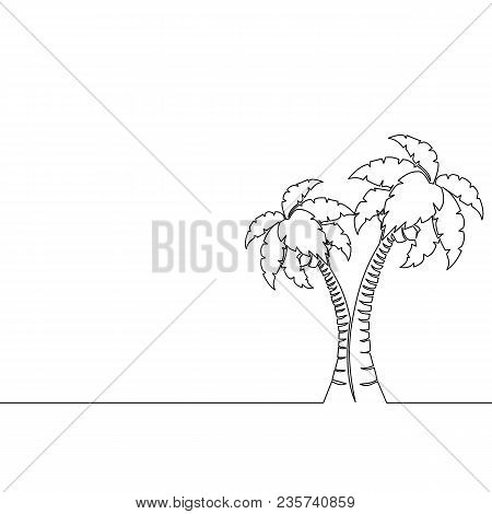 Single Continuous Line Art Palm Tree Single Line Drawing. Abstract Line Art Vector Illustration