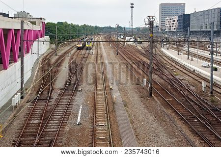 Leuven, Belgium - September 04, 2014: View Of The Leuven Railway Station. Is The Main Railway Statio
