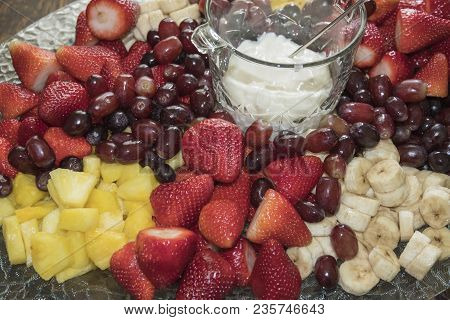 A Beautiful Party Fruit Platter Beckons For Tasting Delicious Fresh Fruit.
