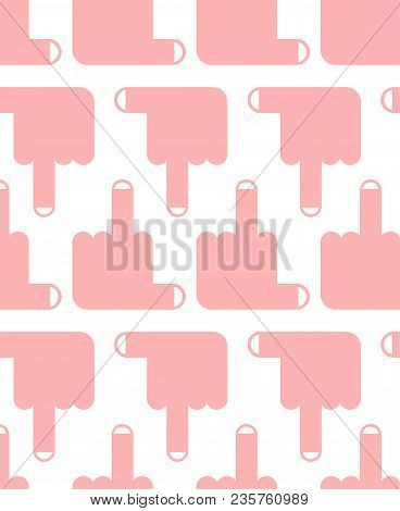 Fuck Seamless Pattern. Middle Finger Up. Background Vector