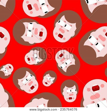 Shock Seamless Pattern. Panic People Background. Mental Jolt And Fear Ornament