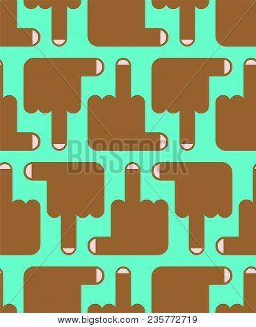 Fuck Seamless Pattern. Middle Finger Up. Background Vector