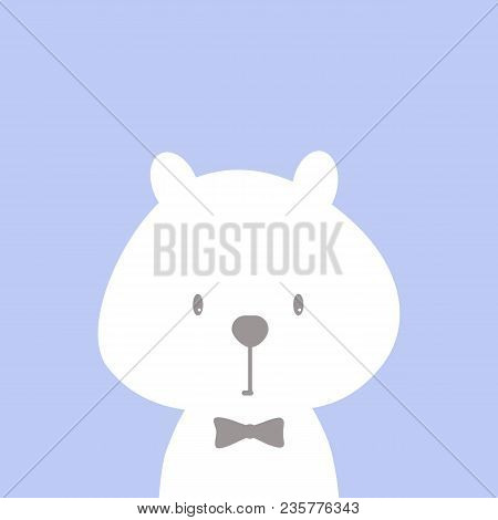 Vector Illustration Whith Cute Bear On Blue Background.
