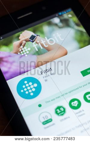 Ryazan, Russia - March 21, 2018 - Fitbit Mobile App On The Display Of Tablet Pc