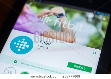 Ryazan, Russia - March 21, 2018 - Fitbit Mobile App On The Display Of Tablet Pc