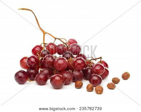 A Cluster Of Red Grapes Isolated On White Background.fresh Grapes Isolated White