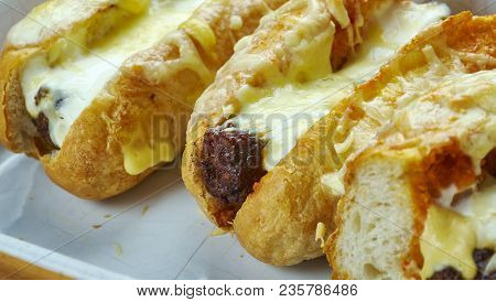 Oven Baked Chili Cheese Dogs , Close Up