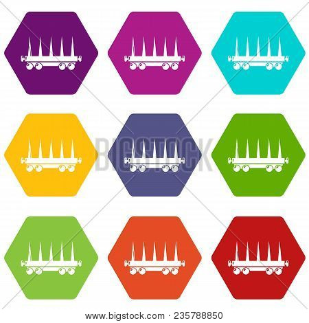 Delivery Wagon Icons 9 Set Coloful Isolated On White For Web