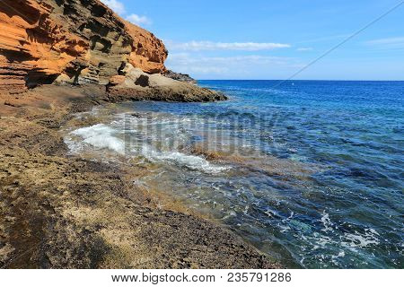 Tenerife Landscape - Costa Del Silencio Coastline. Punta Amarilla Volcanic Tuff Rocks.