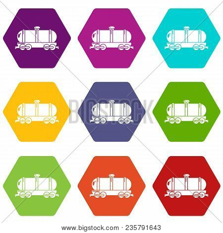Tank Car Icons 9 Set Coloful Isolated On White For Web