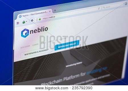 Ryazan, Russia - March 29, 2018 - Homepage Of Neblio Crypto Currency, Web Address - Nebl.io