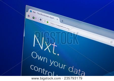 Ryazan, Russia - March 29, 2018 - Homepage Of Nxt Crypto Currency On The Display Of Pc