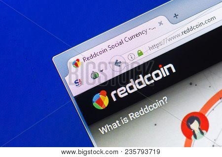 Ryazan, Russia - March 29, 2018 - Homepage Of Reddcoin Social Crypto Currency On The Display Of Pc, 