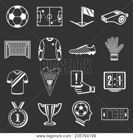 Soccer Football Icons Set Vector White Isolated On Grey Background