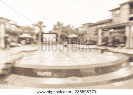 Blurred Pool Party With Inflatable Outdoor Projector In America