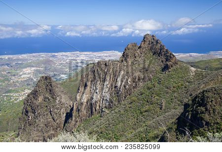 Gran Canaria, March, View From A Hiking Path In Valsequillo Municipality Towards Villages, Over Rock