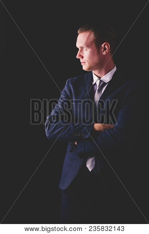 Concept Business People. Businessman On The Background. Businessmen Look Dastardly. Businessmen Show