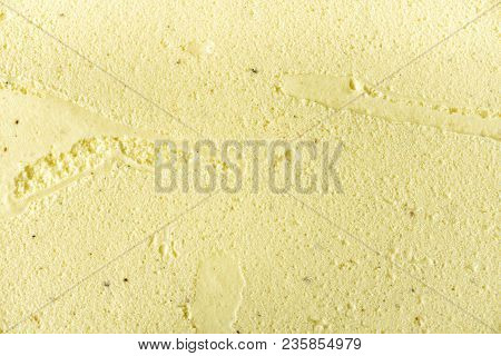 Scooped Vanilla Ice Cream Background. Summer Food Concept, Copy Space, Top View. Sweet Yogurt Desser