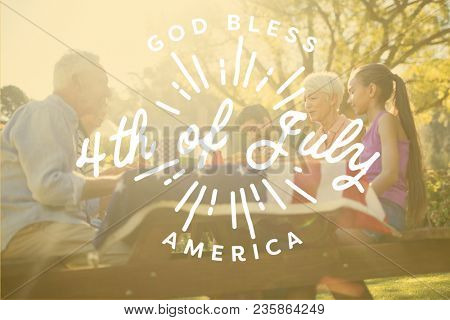 Family having picnic for the 4th of July