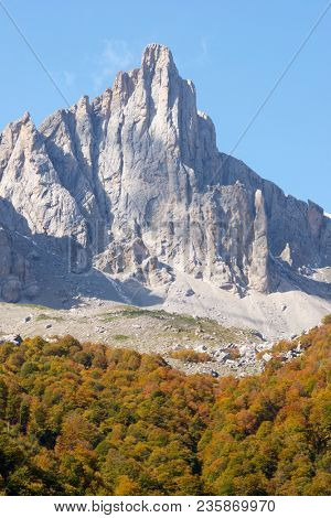 Grand Aiguille Ansabere Peak in Lescun Cirque. Aspe Valley, Pyrenees, France.