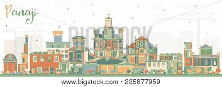 Panaji India City Skyline with Color Buildings. Business Travel and Tourism Concept with Historic Architecture. Panaji Cityscape with Landmarks.