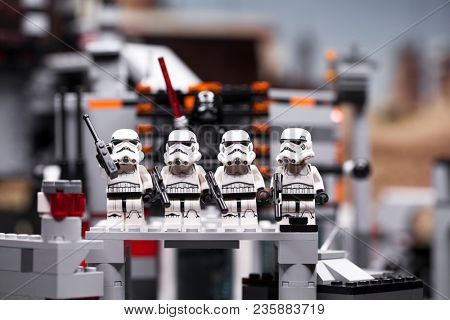 RUSSIA, April 12, 2018. Constructor Lego Star Wars. Episode IV, Squad of stormtroopers