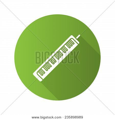 Melodica Flat Design Long Shadow Glyph Icon. Pianica. Melody Horn. Vector Silhouette Illustration