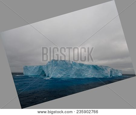 A Large Tabular Iceberg Floating In The Southern Atlantic Ocean, Near Antarctica.