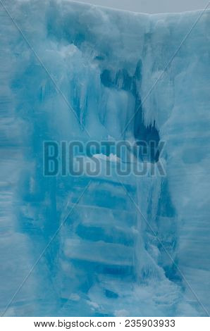 A Large Tabular Iceberg Floating In The Southern Atlantic Ocean, Near Antarctica.