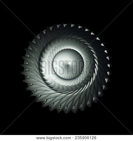 Iindustrial Machine Part Isolated On Black Background