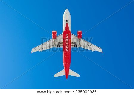 Airbus A-319 Rossiya Airlines, Airport Pulkovo, Russia Saint-petersburg. March 31 2018