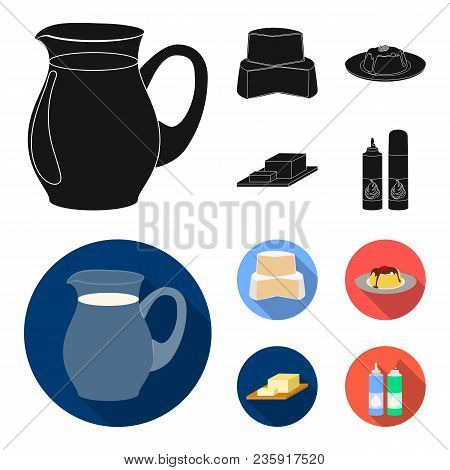 Milk, Calcium, Product, Food .milk Product And Sweet Set Collection Icons In Black, Flat Style Vecto
