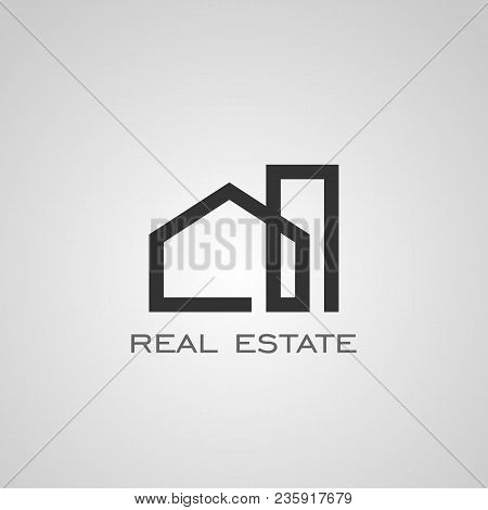Real Estate Logo, Simple Logo Design, Line Concept Template.