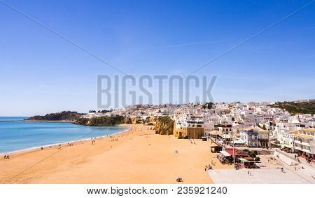 Albufeira, Portugal - March 26, 2018: View Of The City And The Beach Of Albufeira, One Of The Most P