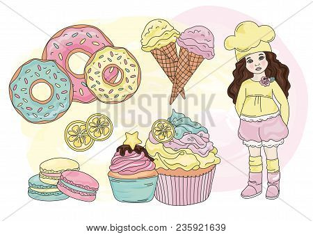 Sweet Girl (color Vector Illustration Clip Arts) . Eps Format