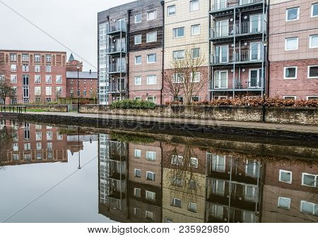 The View Over The Leeds Liverpool Canal On A Calm Day In Wigan