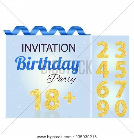 Invitation Number Boy Blue Card Happy Birthday