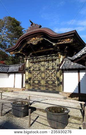 Kamakura, Japan - Zen Buddhist Temple Of Kencho-ji. Karamon Gate.