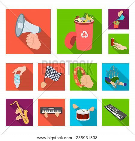 Manipulation By Hands Flat Icons In Set Collection For Design. Hand Movement Vector Symbol Stock Ill